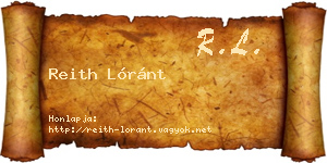 Reith Lóránt névjegykártya